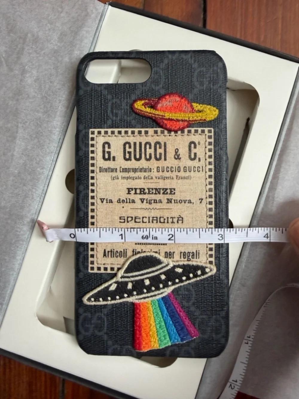 Gucci Black Embroidered UFO & Planet Denim iPhone Case